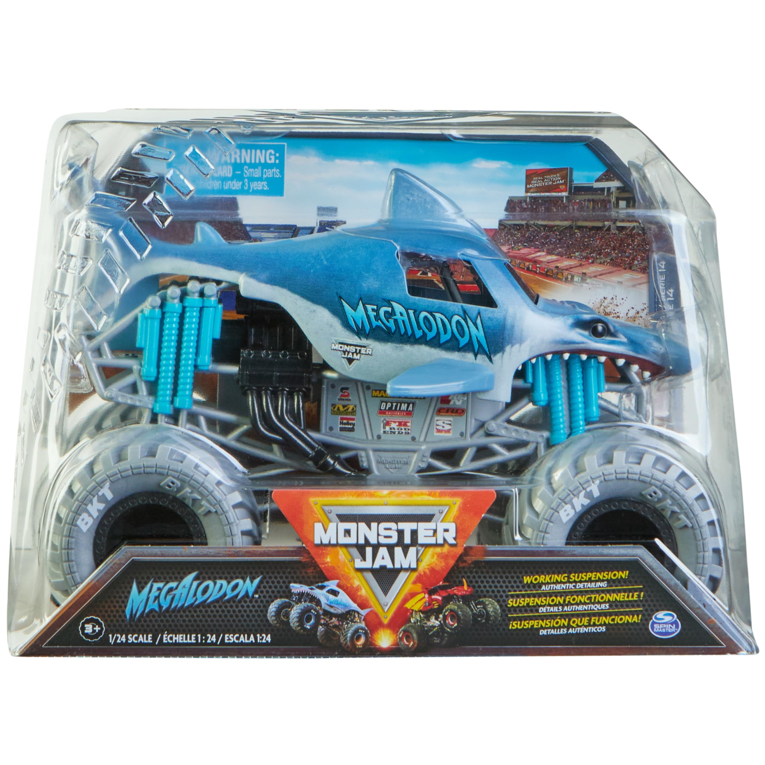 Monster Jam, Official Megalodon Monster Truck, Collector Die-Cast Vehicle, 1:24 Scale, Kids Toys for Boys Ages 3 and up