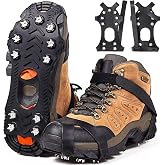 ZUXNZUX Crampons, Ice Cleats for Shoes and Boots, Silicone Stainless Steel | Shoe Spikes Grippers Traction for Ice Snow, Winter Hiking Climbing Ice Fishing, Walking and Outdoor Activities