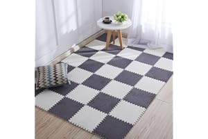 XLYBSST Interlocking Carpet Tiles, 10 Pcs Premium Soft Fluffy Foam Mats, Puzzle Floor Mat Square Protective Floor Tiles for K