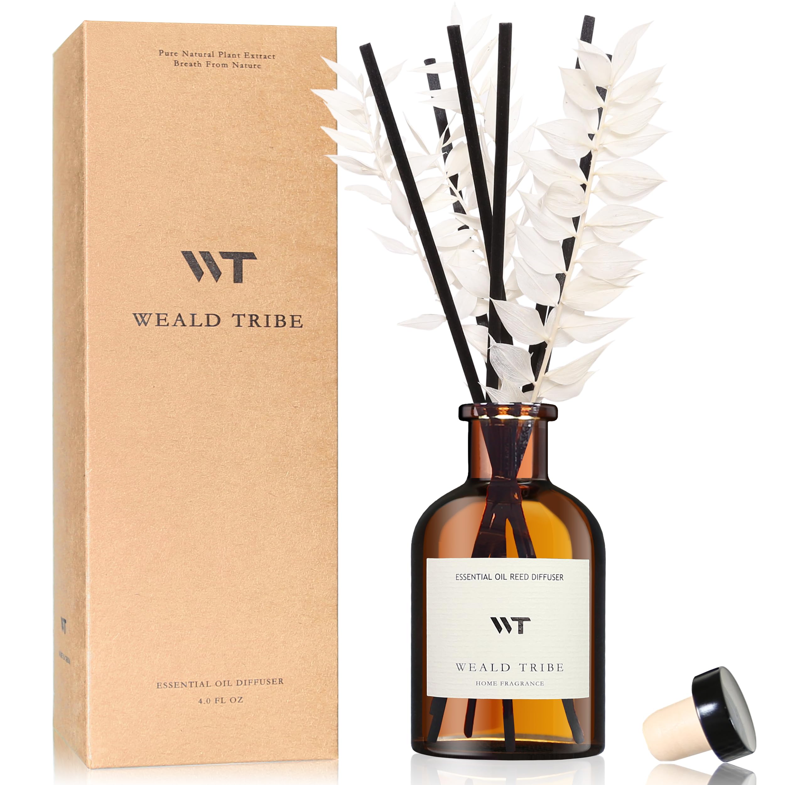 Photo 1 of WEALD TRIBE Reed Diffuser Set for Bathroom Air Fresheners, Oil Diffuser Sticks | White Tea Scent 4.0 fl oz Home Fragrance with Sticks Defusers | House Bedroom Office Shelf Decor