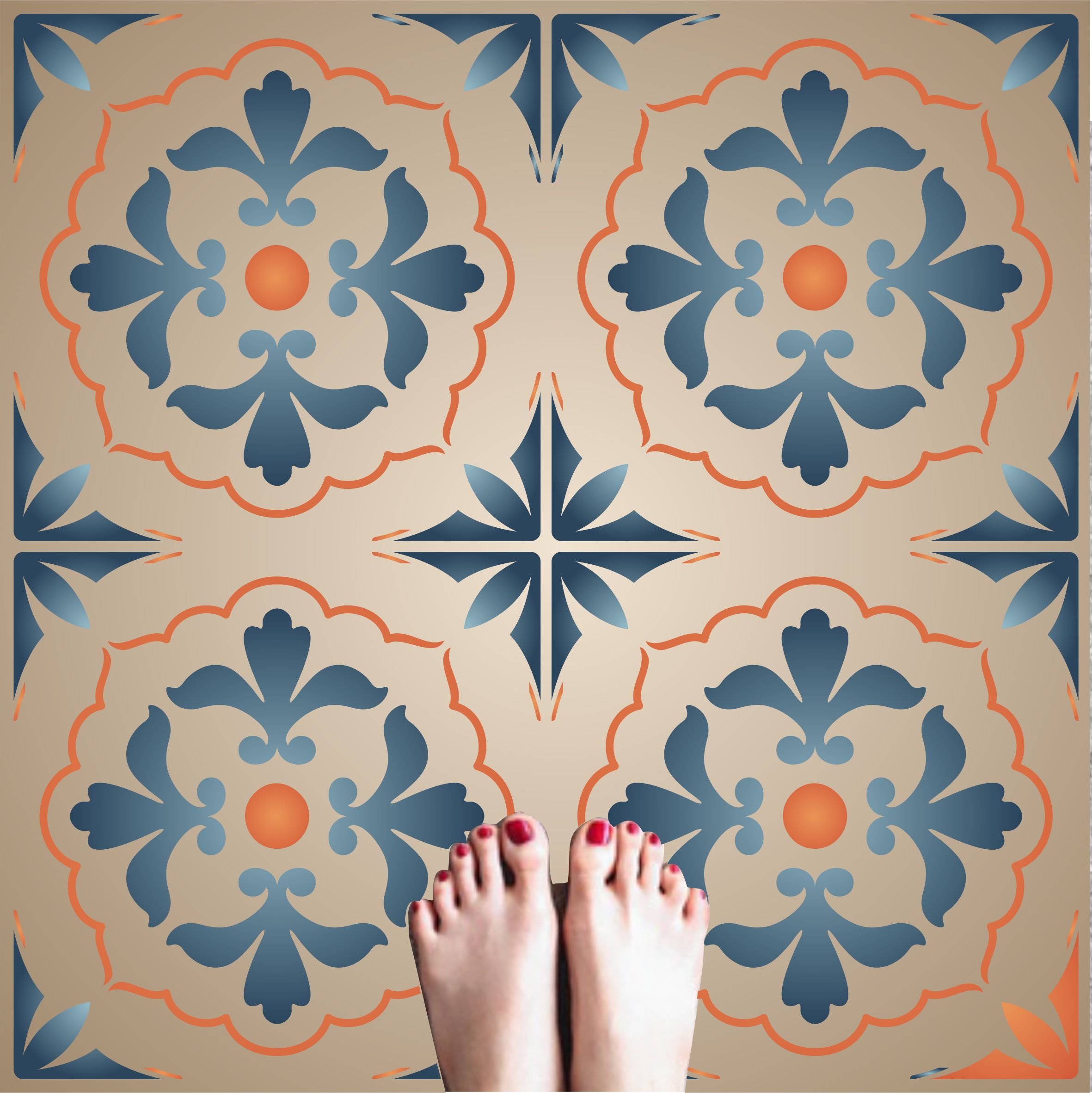 Italian Tile Stencil - 15 x 15cm (S) - Reusable Large Talavera Mexican Moroccan Turkish Floor Wall Tile Allover Pattern Stencil Template