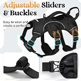 rabbitgoo Escape-Proof Small Dog Harness with Handle Reflective Black S view 6