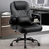 Nexthro Leather Office Chair Swivel Lumbar Support for Short People Black | Executive Office Chair PU,Leather Office Chair with Wheels,360&deg; Swivel Rolling Chair with Padded Arm,Ergonomic Computer Chair