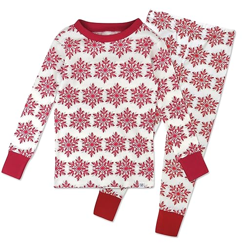 HonestBaby Multipack 2-Piece Pajamas Sleepwear Pjs 100% Organic Cotton for Infant Baby and Toddler Boys, Unisex, Holiday Snowflake, 18 Months