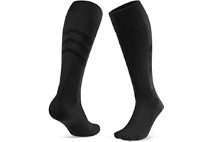 CLOSEMATE Soccer Socks for Men 2 Pairs Knee High Athletic Socks Wicking Cushioned Anti Blister Football Baseball Sport Socks