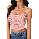 LYANER Women's Floral Lace See Through Scoop Neck Sleeveless Sexy Cami Crop Top