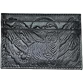 Avery's Boutique Emblem Genuine Leather Card Holder – Slim Minimalist RFID Blocking Wallet for Men & Women (Tiger, Jet Black)