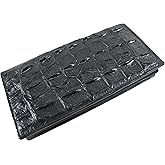 Pelgio Genuine Crocodile Alligator Backbone Skin Leather Checkbook Long Wallet (Black)