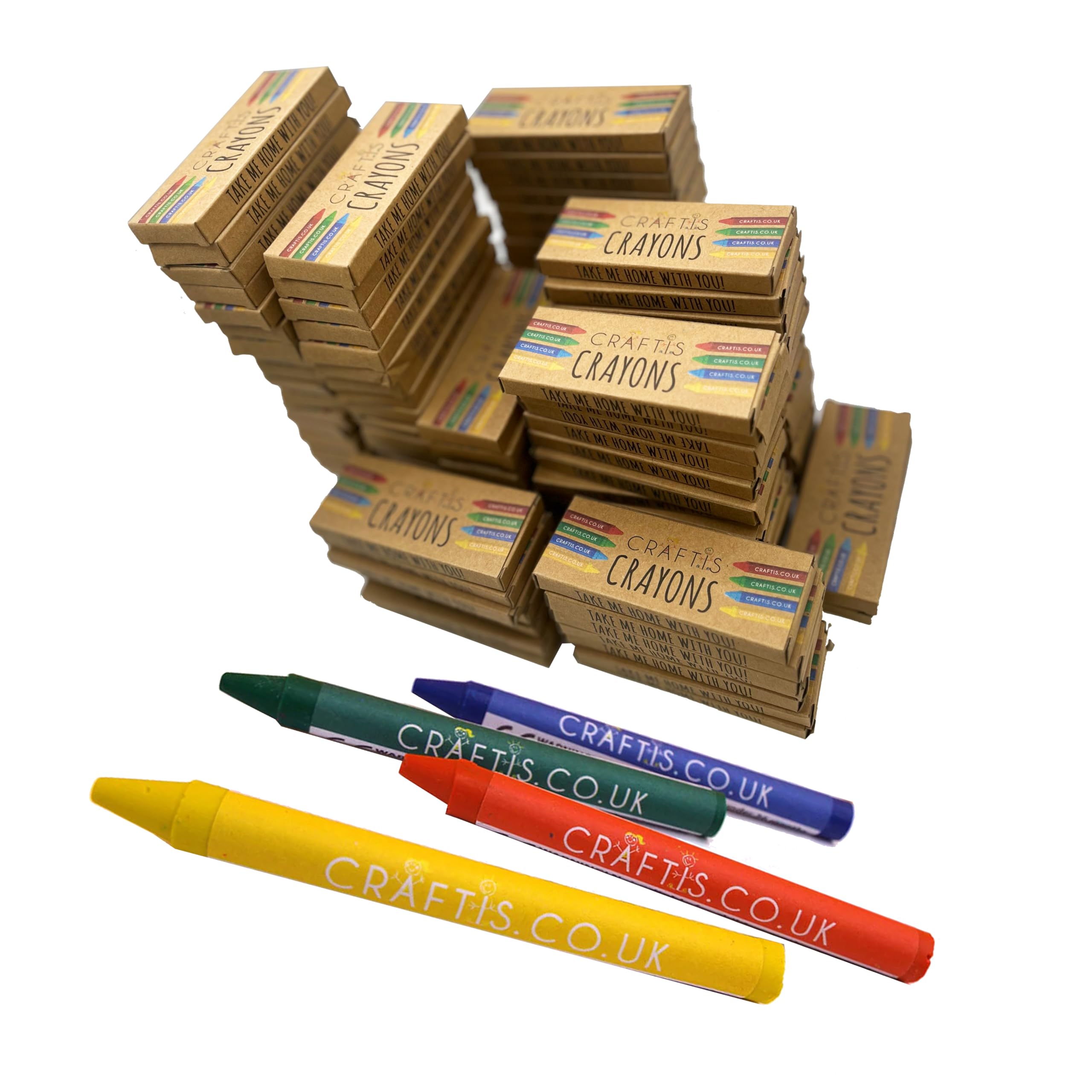 Craftis Multi-Pack of Bulk Crayons - 200 Boxes with 4 Colours Per Box, 800 Crayons Total - Crayon Set for Kids Perfect for Children's School, Restaurants, Party Bag Fillers and Travelling