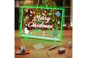 Light Up Drawing Board with 7 Colors,13.8''x9.8''Led Note Acrylic Dry Erase Board Writing Marker Magic Board With 7 Marker Pe