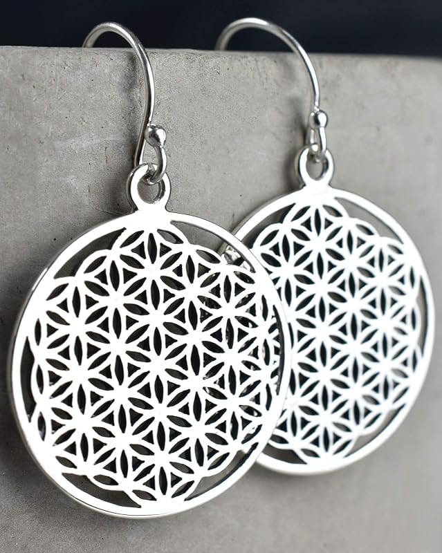 JO WISDOM Mandala Ohrringe – 925 Silber, Blume Des Lebens