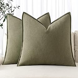 MIULEE Decorative Linen Euro Sham Pillow Covers