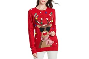 *DAISYSBOUTIQUE* Women's Christmas Reindeer Traditional Knitted Holiday Ugly Sweater Girl Pullover Cardigan