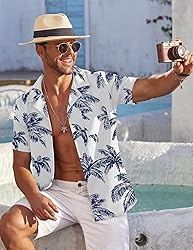 COOFANDY Mens Hawaiian Shirt Short Sleeve Floral
