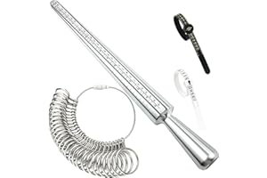 GMLEEY Ring Sizer Measuring Tool 4-in-1 Set Ring Sizing Kit, Ring Mandrel Measurer, Ring Sizers for Measuring 0-13 with Half Sizes 27-Piece, 2 Pcs Ring Measurer US Sizer 1-17 with Magnifier for Women Men