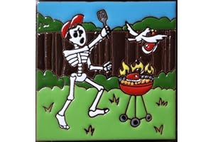 FINE CRAFTS & IMPORTS 6x6 BBQ Time. Day-of-The-Dead Clay Tile