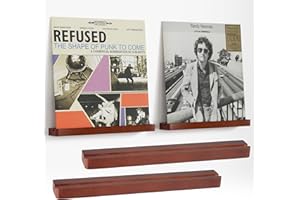 Axeman Wood Vinyl Record Shelf Wall Mount, Floating Shelves for LPs, CD, Album Holder Wall Display, Elegant Wooden Ledge for Vinyl Record Storage, Vintage Home Decor - 2 Pack, Brown