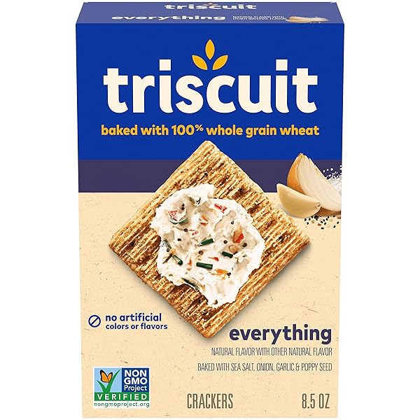TRISCUIT EVERYTHING WHOLE GRAIN WHEAT CRACKERS, LUNCH SNACKS,...
