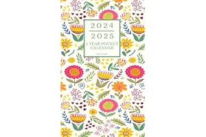 2 Year Pocket Calendar 2024-2025 for Purse: Monthly Planner | Appointment book from JANUARY to DECEMBER 24 Months Personalized Plan & Organizer ... and holidays | Cute Aesthetic Floral Cover