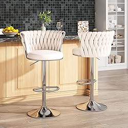 AWQM Velvet Bar Stool Set of 2, Counter Height