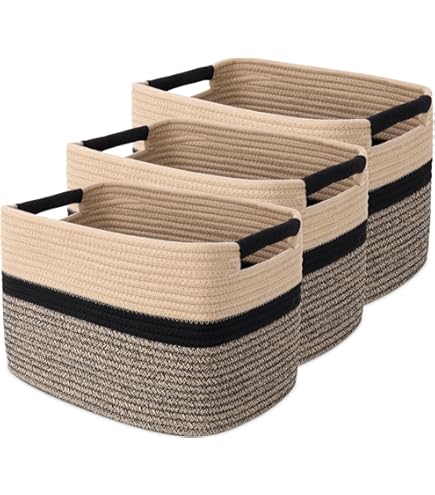 UBBCARE Lot De 4 Cubes De Rangement – 33 X 33 X 33 Cm, Panier De Rangement En Corde De Coton Pour étagères, Jouets, Livres, Cube De Rangement Avec