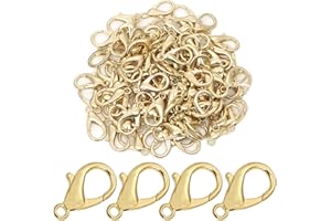 ACONNET 100 Pieces Lobster Claw Clasps for Jewelry Making 21x10mm Gold Lobster Claw Clasp Curved Lobster Clasps Bracelet Necklace Jewelry Making Findings and Repairing (Lead, Nickel Free)