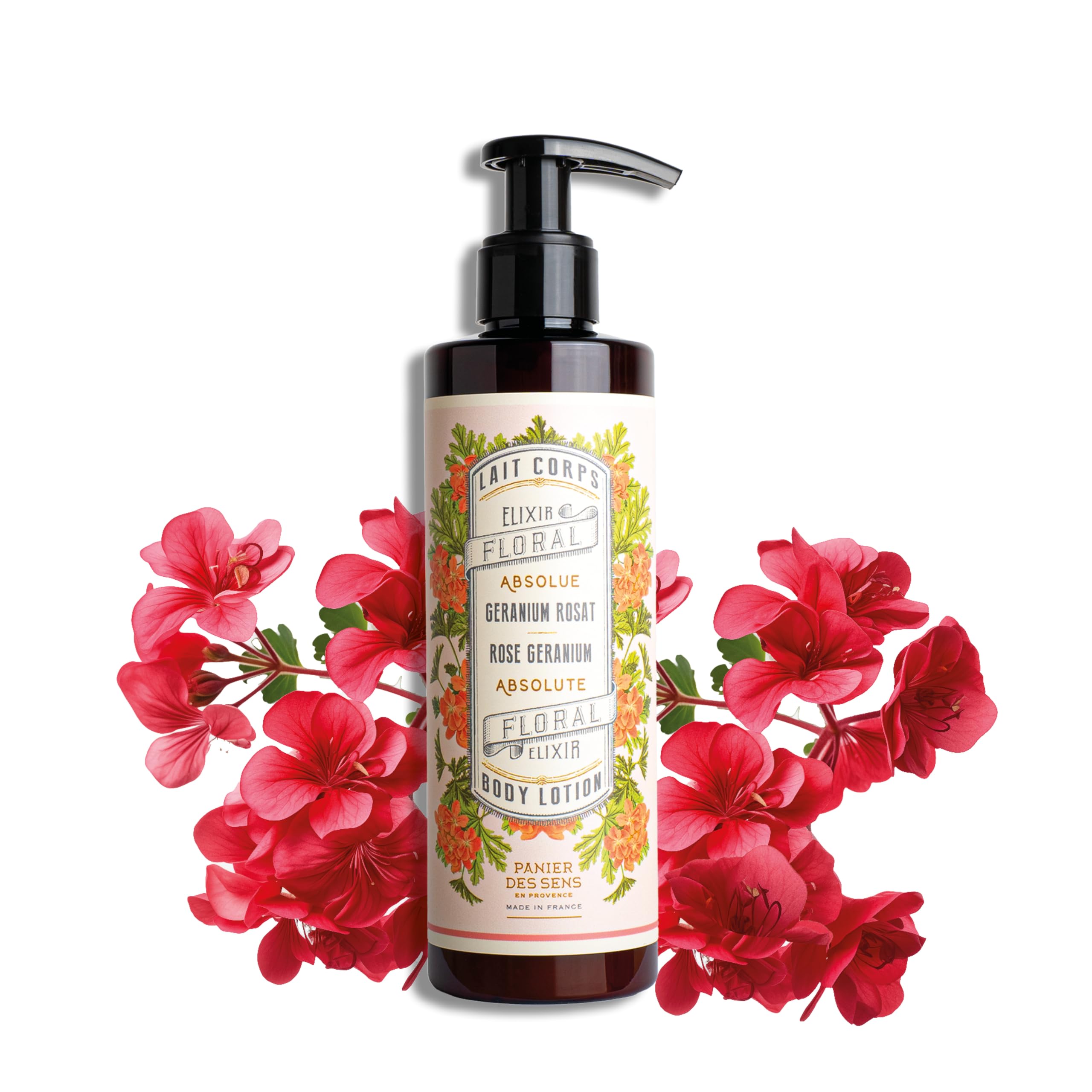 Panier des Sens - Body Lotion - Rose Geranium Body Moisturiser for Dry Skin - With Shea Butter - Body Care Made in France - Vegan Body Lotion for Women and Men - 97% Natural Ingredients - 250ml