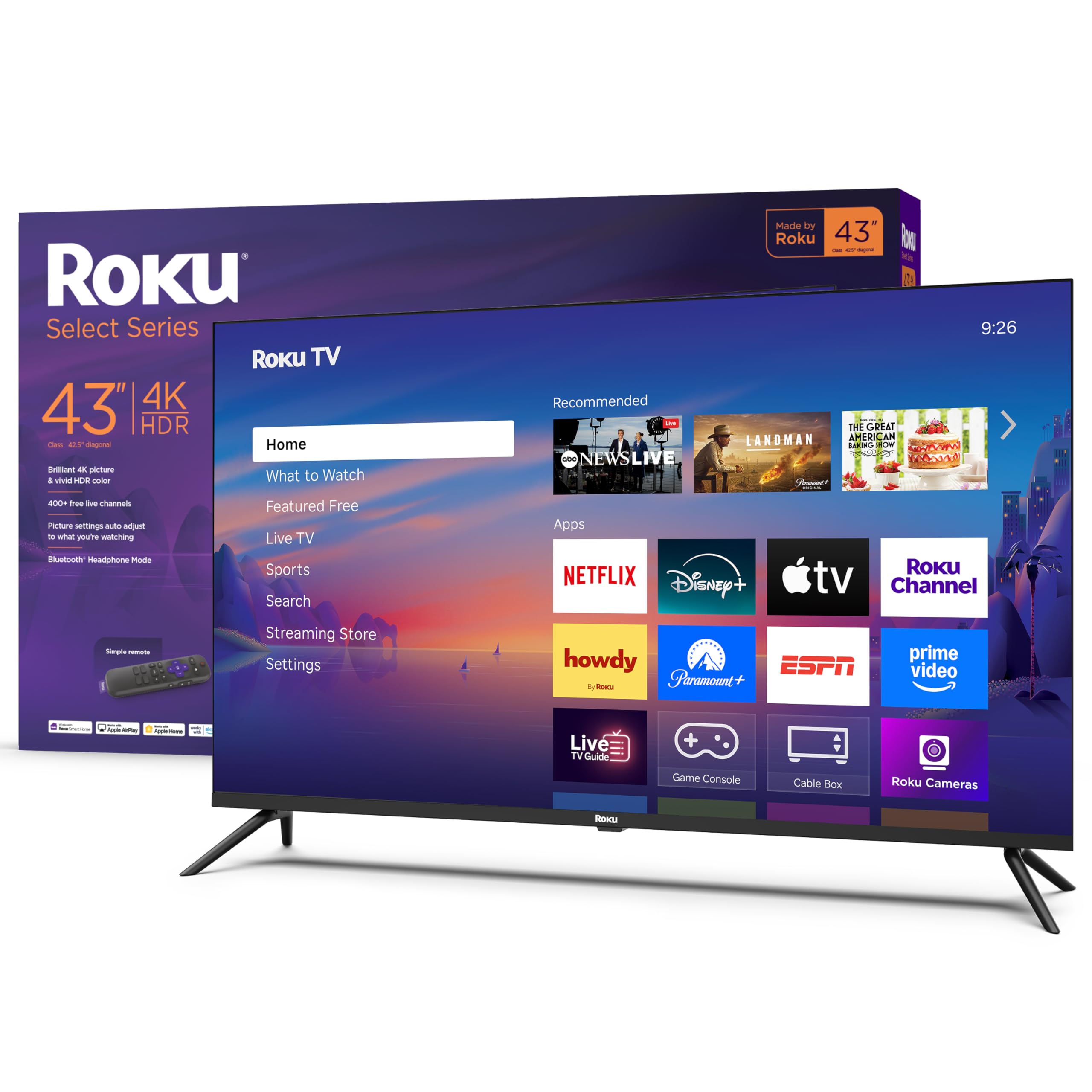 Photo 1 of **NO REFUNDS NO RETURNS/BROKEN SCREEN***Roku Smart TV – 43-Inch Select Series, 4K HDR TV – Roku TV with Roku Remote – Flat Screen LED Television with Wi-Fi for Streaming Live Local News, Sports, Family
