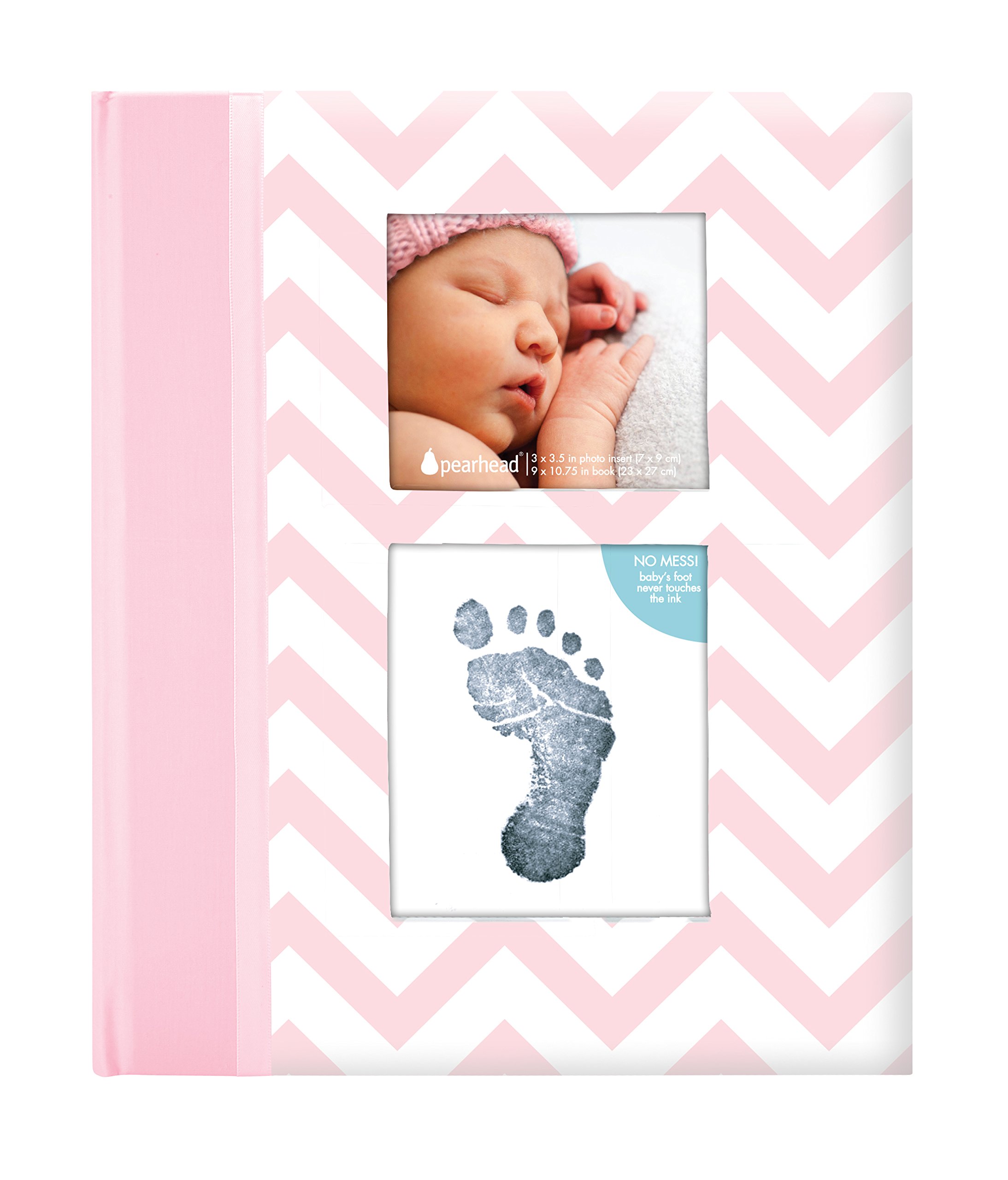 Pearhead Chevron Baby Memory Book with Clean Touch Ink Pad to Create Handprint or Footprint