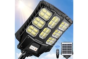 ZIZIWIN 3600W Solar Street Lights Outdoor Waterproof, Solar Powered LED Flood Light Outside, Wide Angle Security Parking Lot Light Dusk to Dawn, Motion Sensor, Pole or Wall Mount, Remote Control
