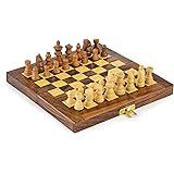 Rusticity® Wooden Chess Set, Chess Board Game Set with Storage for Crafted Wood Pieces|Non Magnetic (8 x 8 in)