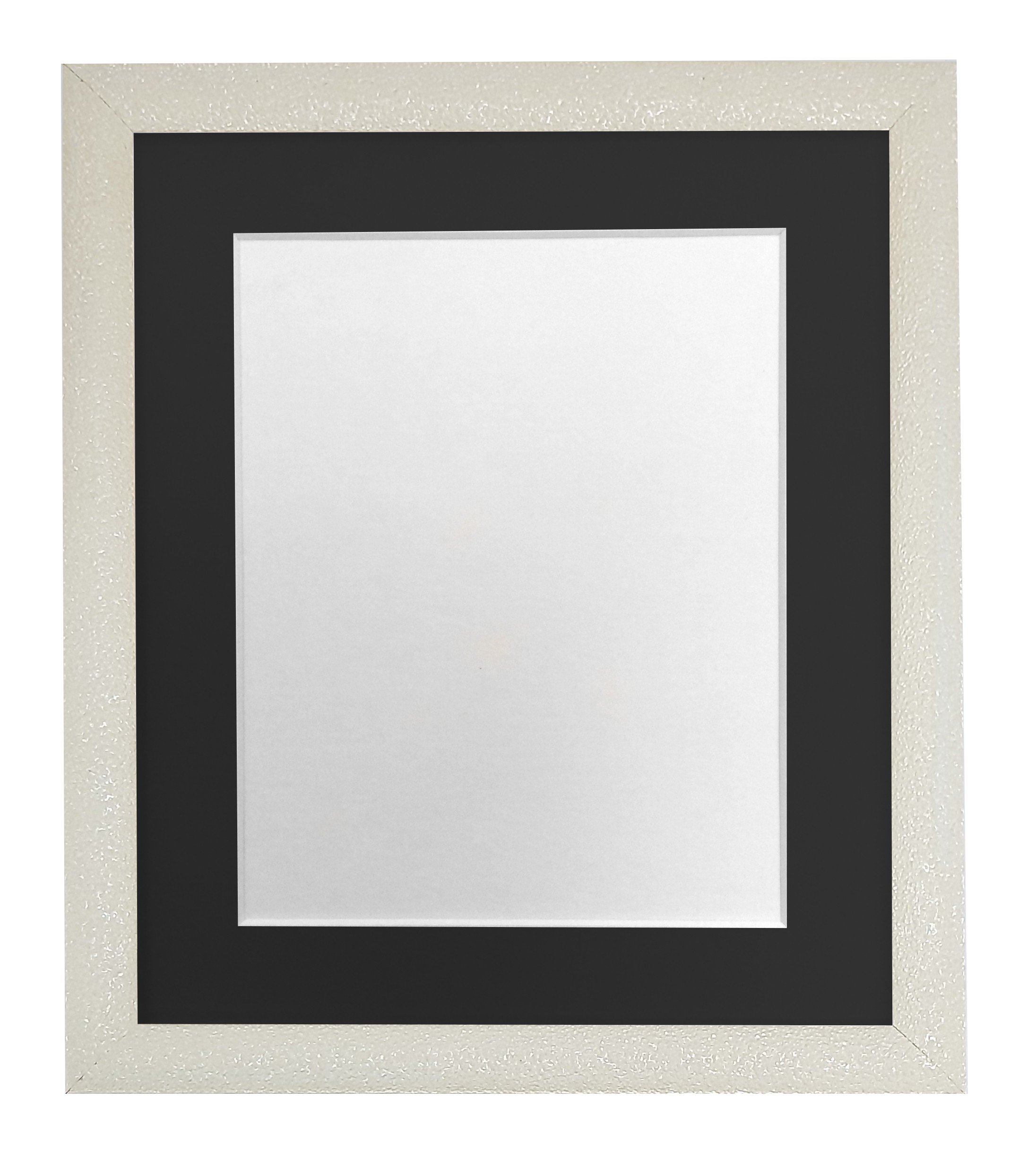 FRAMES BY POST Glitz Cream Picture Photo Frame with Black Mount 16 x 12 Image Size 12 x 10 Inch Plastic Glass