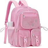 Lreneilu Pink Mesh Backpack for Girls Boys, Mesh Bookbags Heavy Duty Semi-Transparent School Bag for College, Travel, Beach, Swimming, Sports
