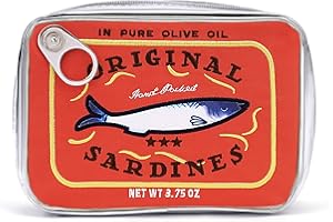 Cessfle Canned Sardines Makeup Bag, Funny Sardine Tin Fish Cosmetic Bag, Creative Cute Makeup Bag Kawaii Pencil Case Pouch, Coquette Make up Pouch for Women