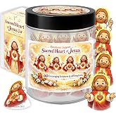 Tarro del Sagrado Corazón de Jesús, 60 tarjetas de la Biblia, regalos | Apoyo emocional, regalos de cumpleaños religiosos, re