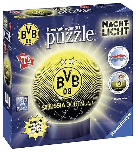 Ravensburger Erwachsenenpuzzle 11803 Ravensburger 11803-Borussia Dortmund, Puzzleball Nachtlicht