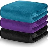 VitalCozy 3 Pack Fleece Throw Blanket Twin Size Soft Warm Plush Lightweight Fuzzy Couch & Bed Blanket Bulk for Valentine's Mother's Day Travel Camping(Lake Blue, Modena, Black,60" X 80")