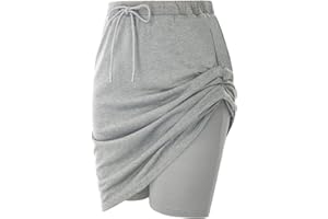 JACK SMITH Women's Stretchy Knee Length Skirts Athletic Skorts for Woman Drawstring Waist with Mesh Shorts Pockets