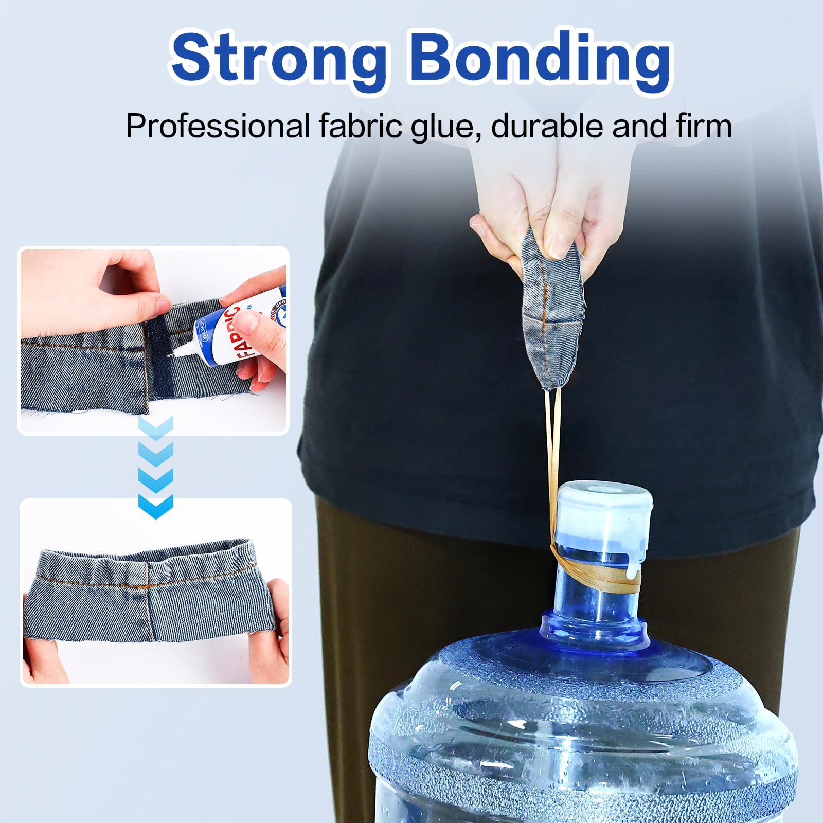 Fabric Glue for Clothing Permanent Washable, 60ML Liquid Stitch, Fabric Adhesive, Anti-Fray Check, Super No-Sew Clear Fusion Glue for All Patches, 24 Hour Dry and Waterproof