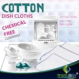 Towelogy White Cotton Dish Cloths Pack 10 Extra Large 38x45cm Heavy Duty view 8