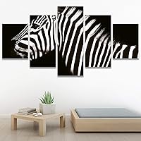 SIGNWIN 5 Panel Canvas Wall Art Animals Black and White Dramatic Duotone Expressionism Grey Modern Artwork for Home Decorations Ready to Hang - 60