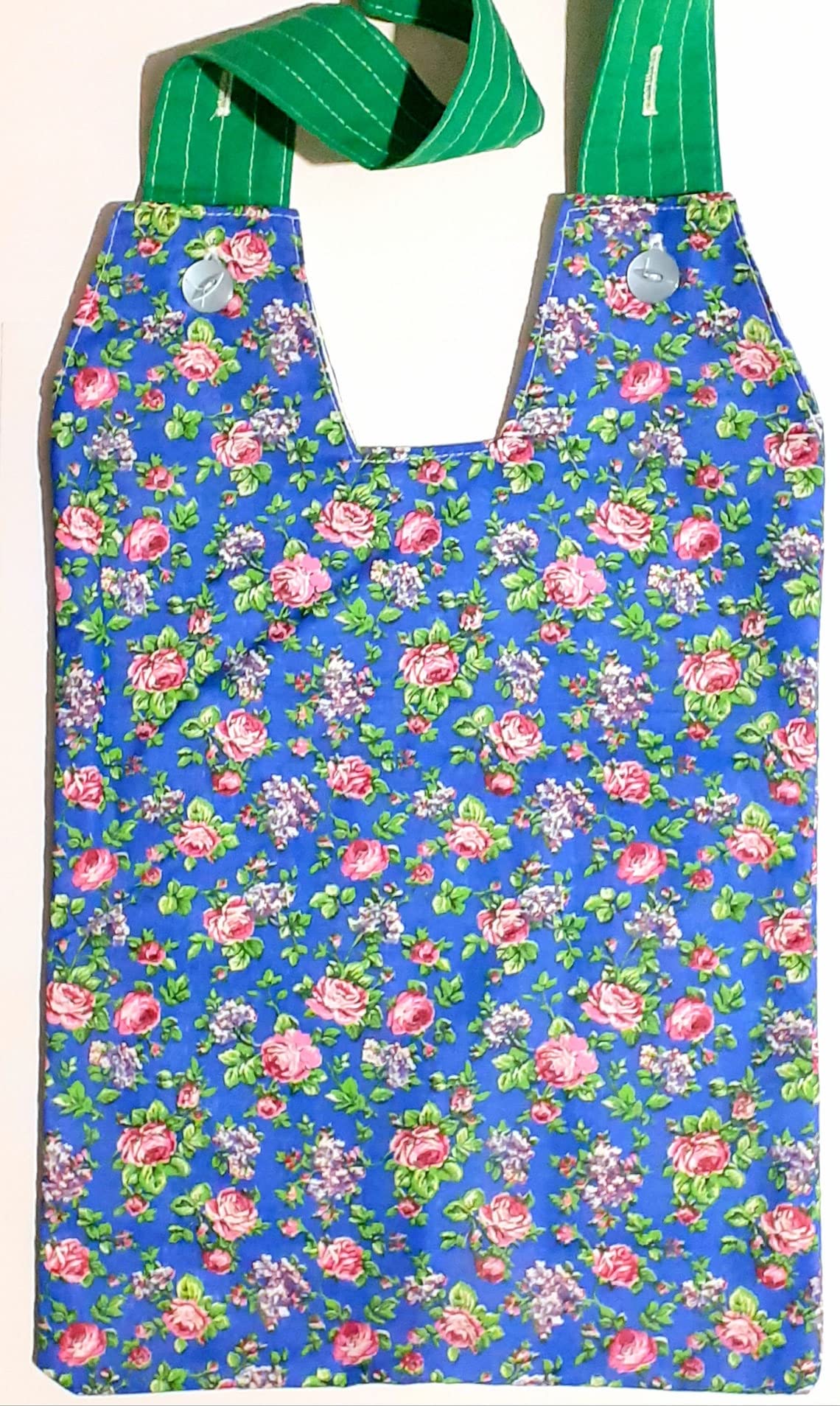 Catheter Night Bag Holder with Handle, Cover.Blue Colour with Roses.100% Cotton.