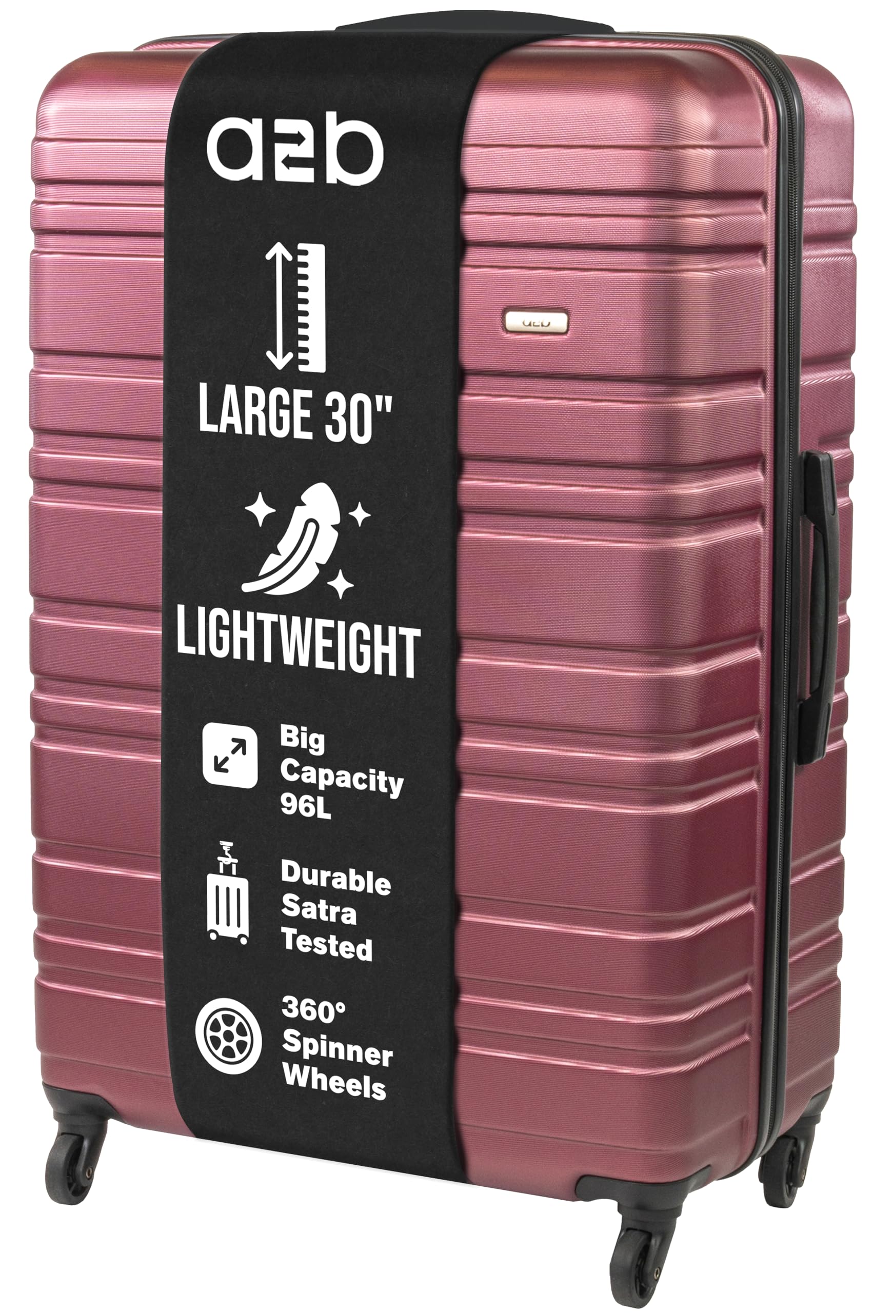 A2B 30-Inch Checked Luggage – Hardshell Suitcase with 4 Spinner Wheels, Lightweight Travel Bag, 360 Degree Smooth Movement, Large Capacity | Plum, Purple Colour (Plum, Large)