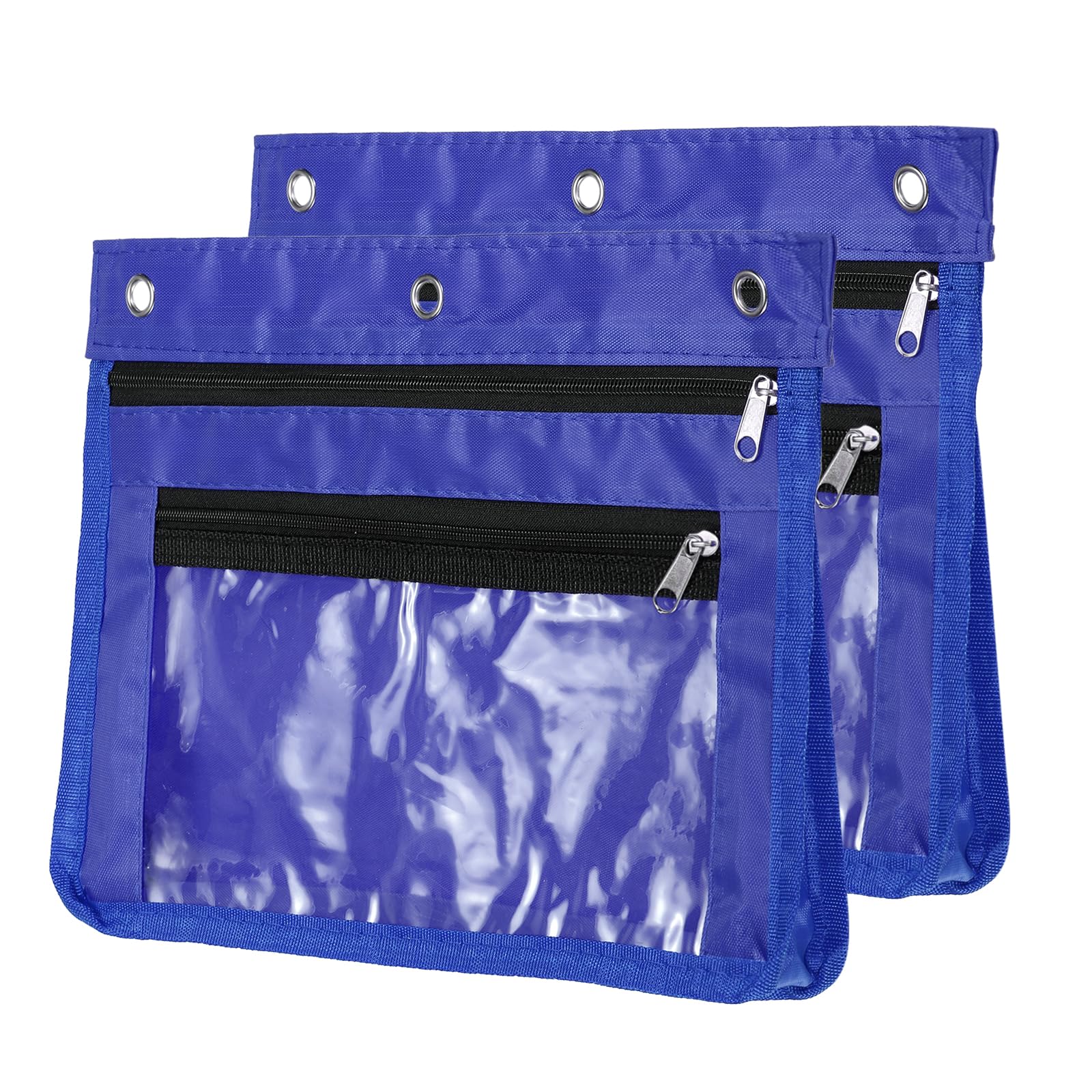 PATIKIL Expandable Pencil Pouch for 3 Rings Binder, 2 Pack Oxford Cloth Large Capacity Zipper Binder Pouch Pencil Case for Office Home, Dark Blue