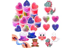XUTENGY 28PCS Valentines Day Galaxy Hearts Slime for Kids，Valentines Slime with Cards for Valentine Party Favor, Gift Exchange, Valentine's Classroom Exchange Game Prize