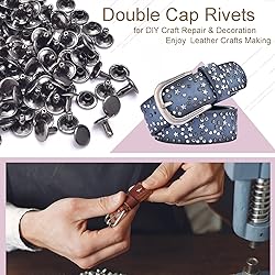 200Sets Rivets for Leather, 10mm Double Cap Leather