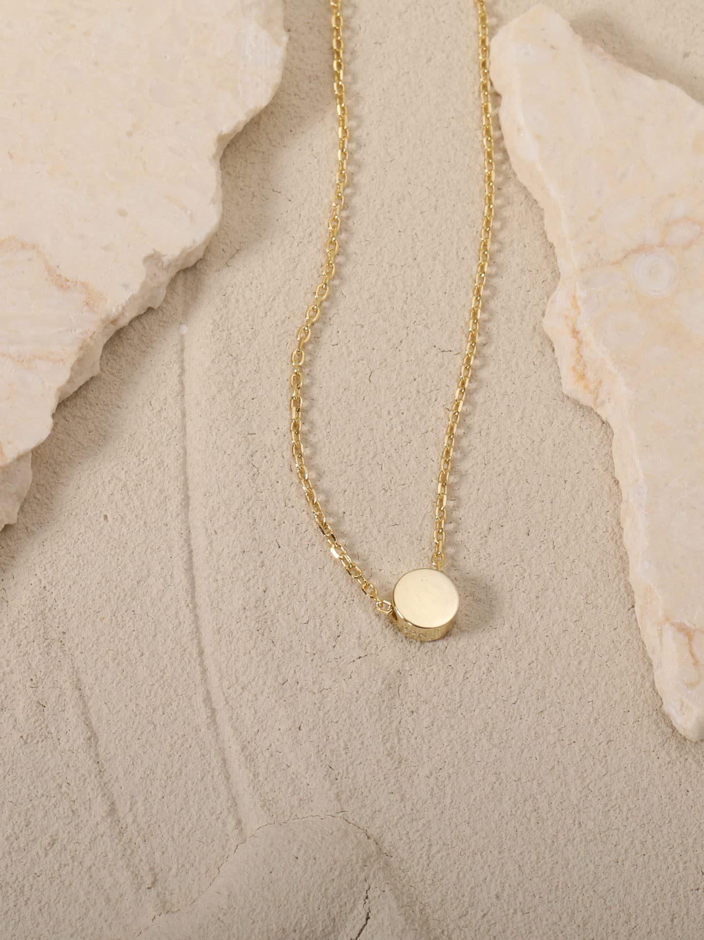 S.Leaf 18K Gold Plated Tiny Dot Necklace Circle Star Square Heart Necklaces for Women S925 Sterling Silver Dainty Simple Necklaces for Women Girls Trendy Birthday Gifts