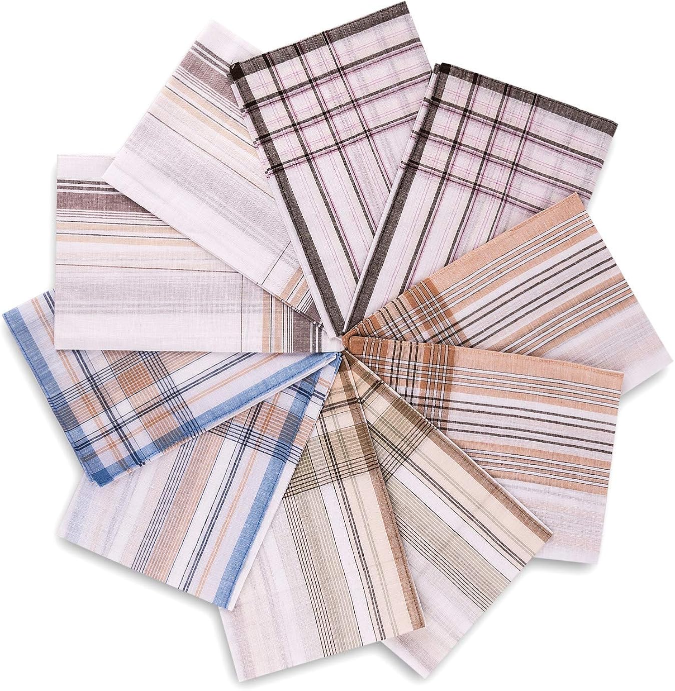 Quacoww 10 PCS Mens Handkerchiefs Cotton Checkered Pattern Pocket