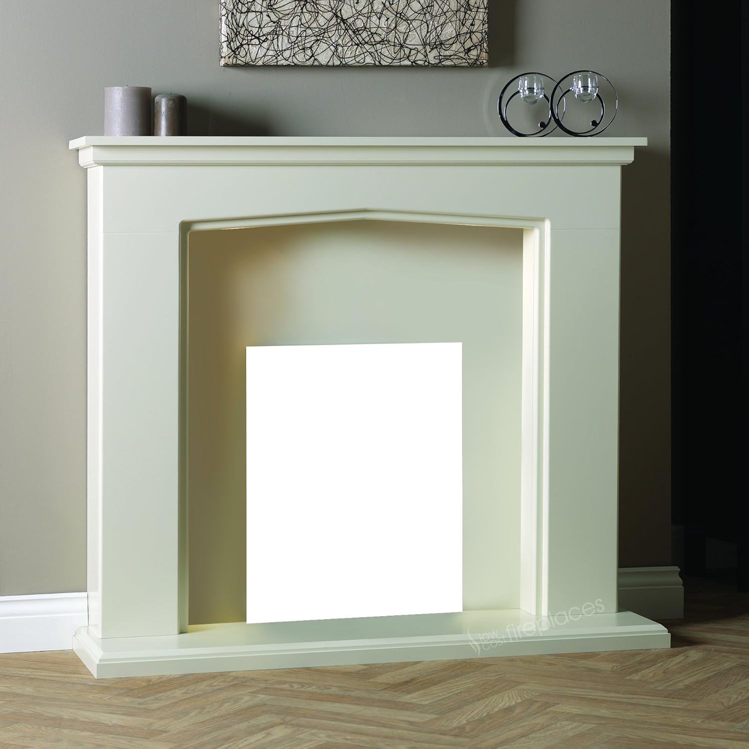 Cream Fireplace Grey Walls