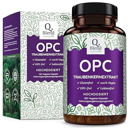 OPC Traubenkernextrakt 520mg 120 Vegane Kapseln - Premium-Qualität aus Original Französischen Weintrauben - Laborgeprüfter Tr